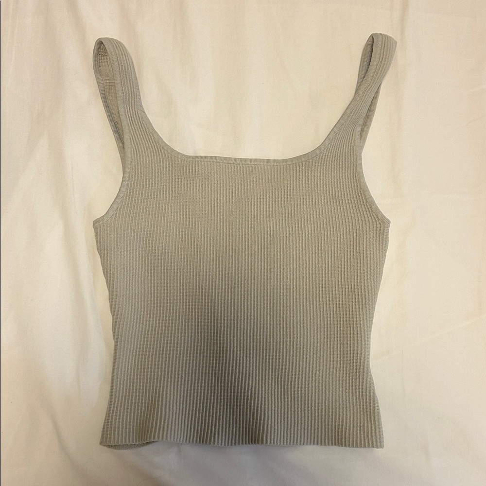 Babaton Sculpt Knit Square Neck Tank Top Matte Pearl